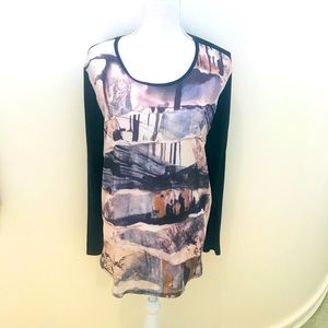 Tribal jeans watercolor print long sleeved top